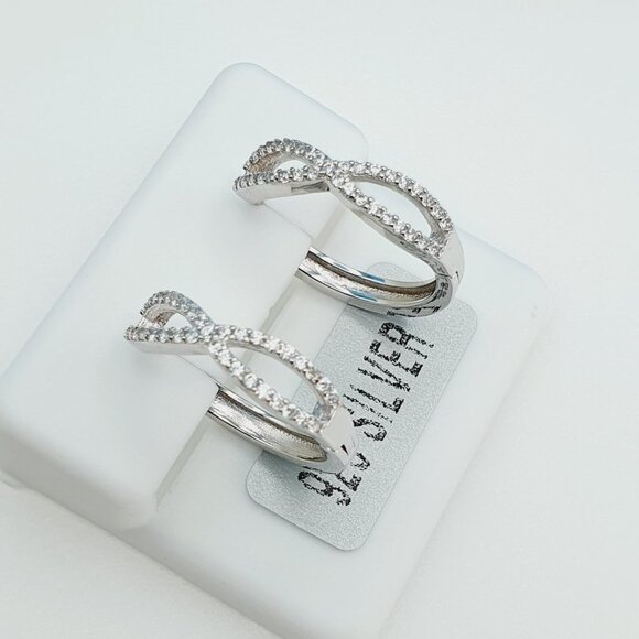 "925 Sterling Silver Cubic Zirconia Earrings, UU1P6A6143 - Picture 10 of 11